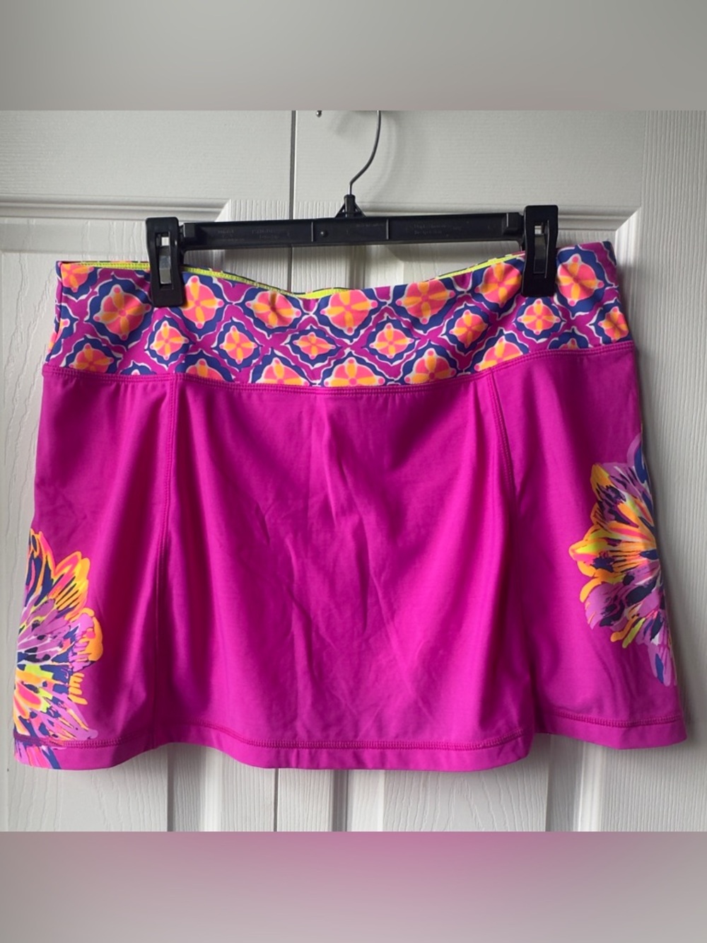 Lilly Pulitzer Luxletic Pink Floral Athletic Skort L Stretch Tennis Golf